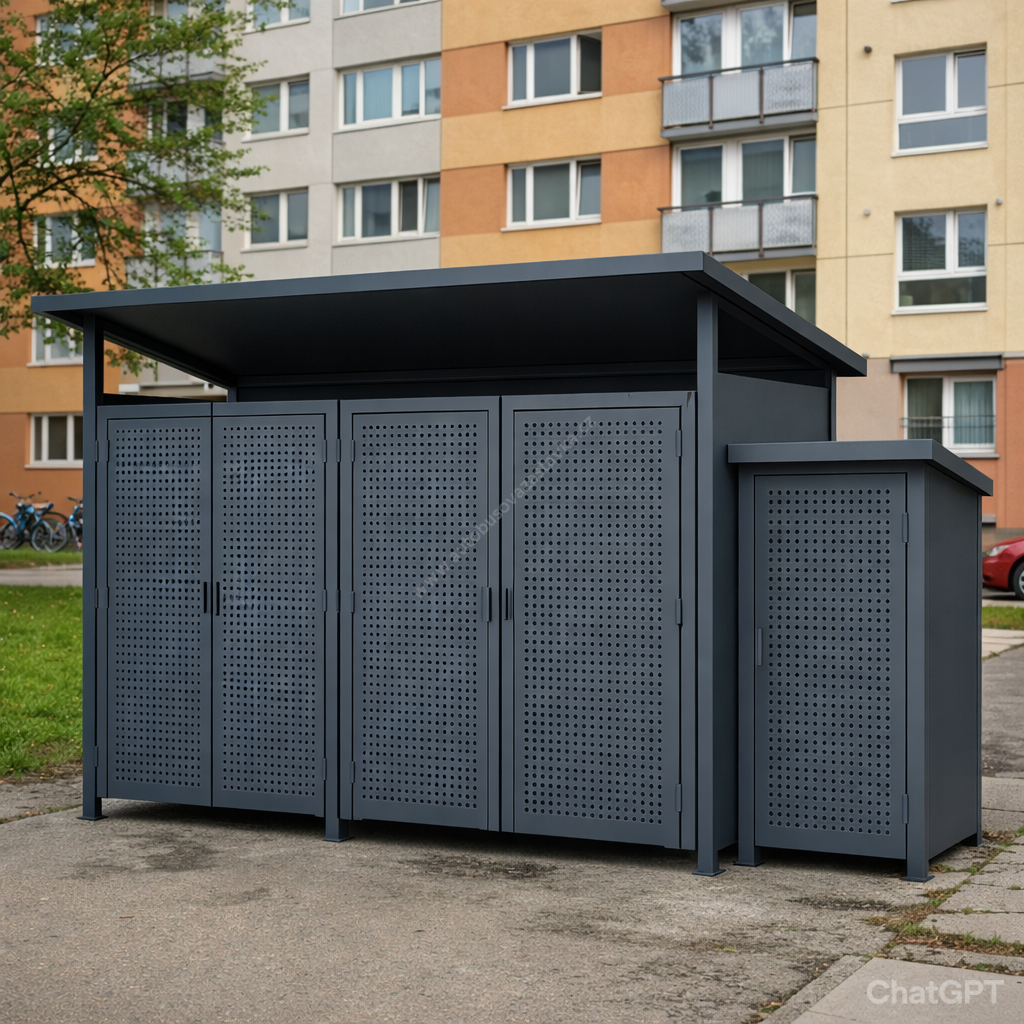 Uzavřené ohrazení kontejnerů se střechou - Mojmír